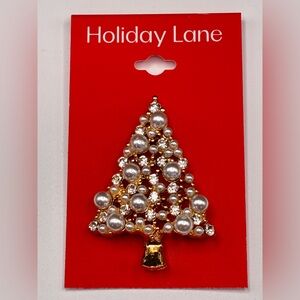 Holiday Lane Gold and Silver Pearl Brooch